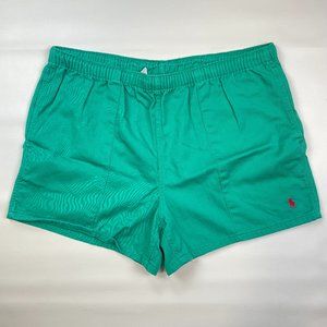 VTG Polo Ralph Lauren Pleated Baggies Shorts Sz XL Green Red Pony 4" Inseam 90s